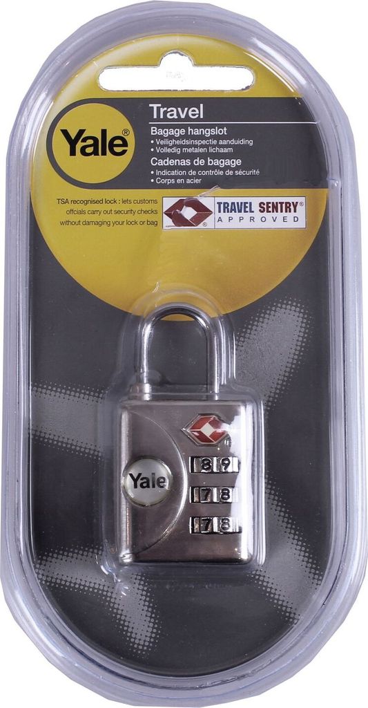 Yale TSA Kofferschloss silber Koffer Zahlenschloss Gepäckschloss Reiseschloss Vorhängeschloss