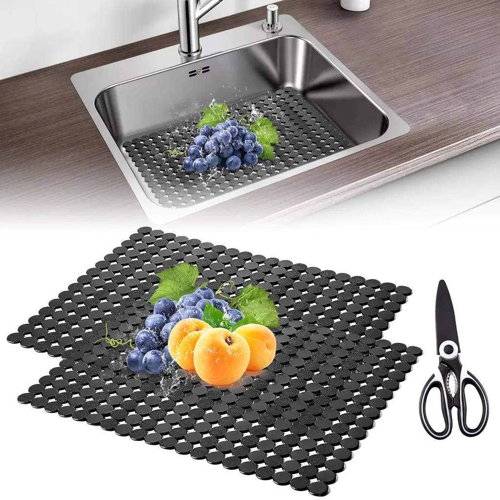 Tapis de protection d'évier écologique noir à écoulement rapide 30x40 cm