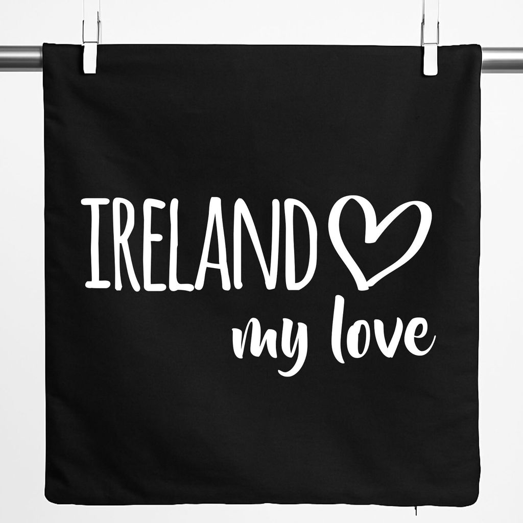 Huuraa Kissenbezug Ireland my love 40x40cm Black Baumwolle Dekokissenbezug Geschenkidee