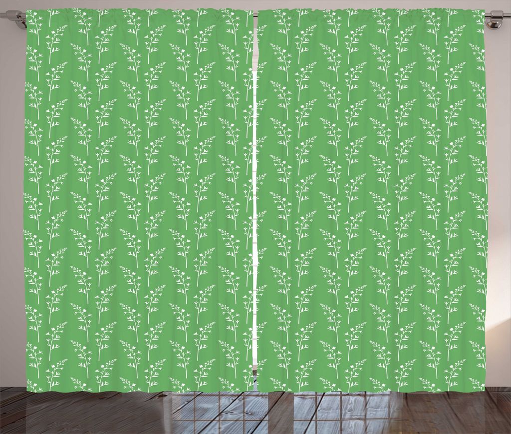 ABAKUHAUS Blätter Rustikaler Gardine, Wilde Wiese Blumen Grafik, Schlafzimmer Kräuselband Vorhang mit Schlaufen und Haken, 280 x 225 cm, Pfau-Gr...