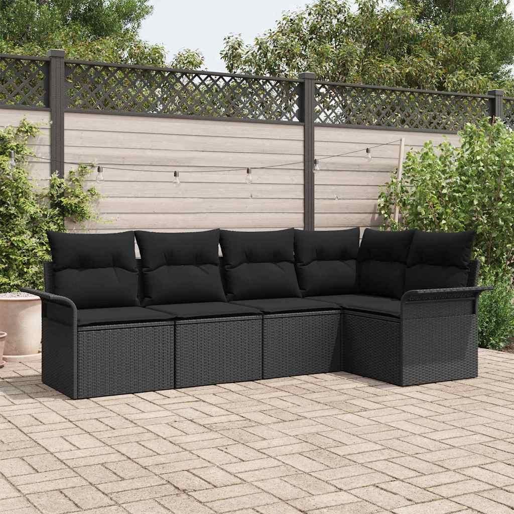 Maison Exclusive - Gartensofa-set mit Speicher 5 pcs Schwarz Poly-Rattan