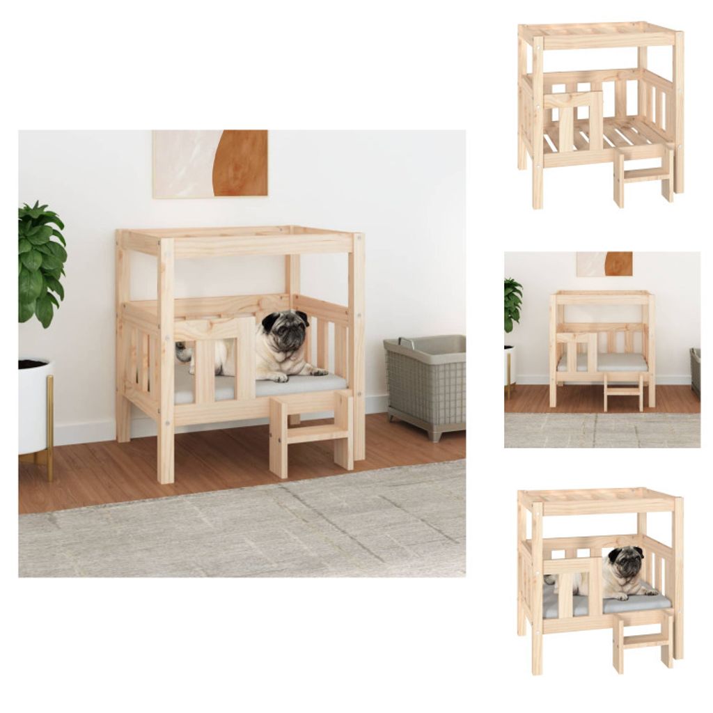 vidaXL Hundebett 65,5x43x70 cm Massivholz Kiefer - Hundebetten