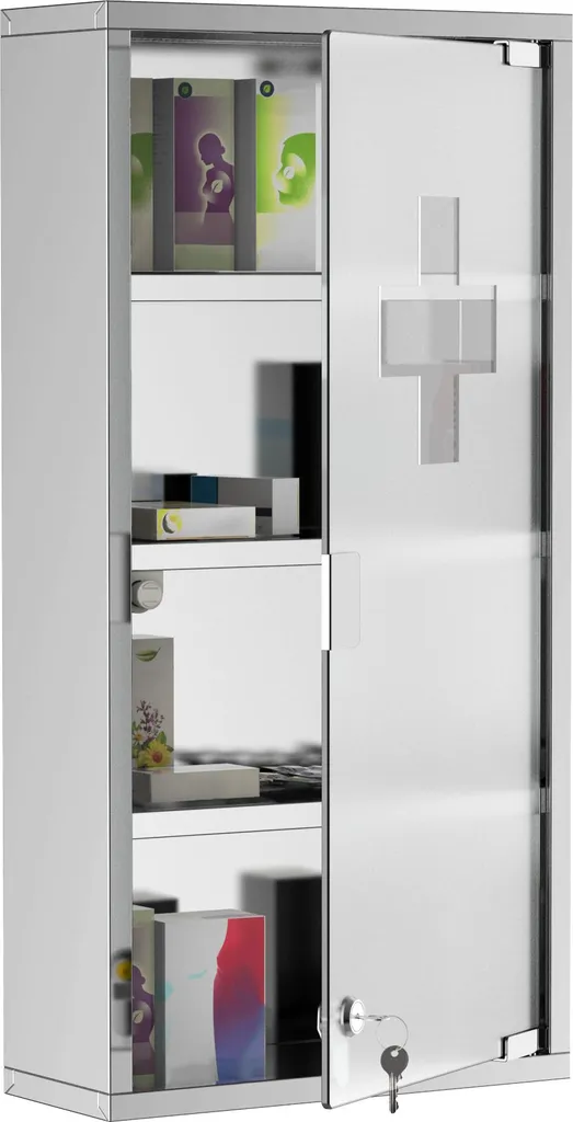 Armoire à médicaments murale inox avec serrure pour la maison