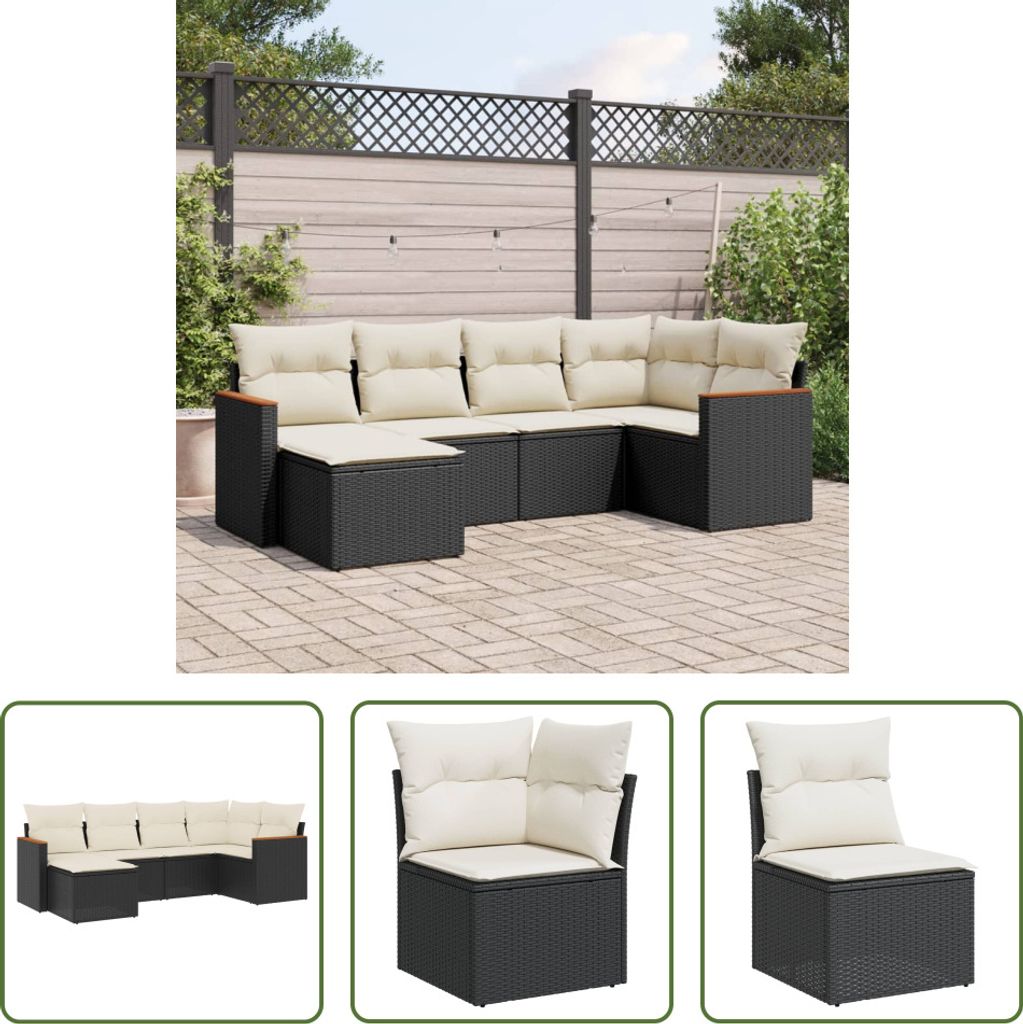 The Living Store 6-tlg. Garten-Sofagarnitur mit Kissen Produktbild 