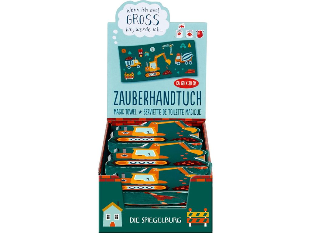 Die Spiegelburg Zauberhandtuch Bagger – Expandierendes Handtuch Für Kinder, 9 X 7 X 2 Cm