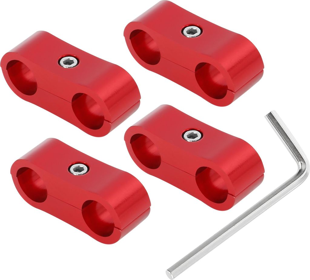 4 Stk. AN4 11mm Schlauchtrennklemmenadapter mit Schraubenschlüssel für Auto Rot