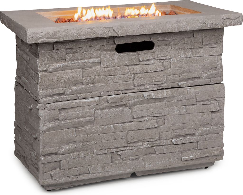 Blumfeldt Anafi Gas-Feuerstelle, Heizstrahler Gas mit 40.000BTU/13kW, Feuerstelle mit Abdeckung, Edelstahlbrenner, Heizstrahler & Feuerstellen, beige
