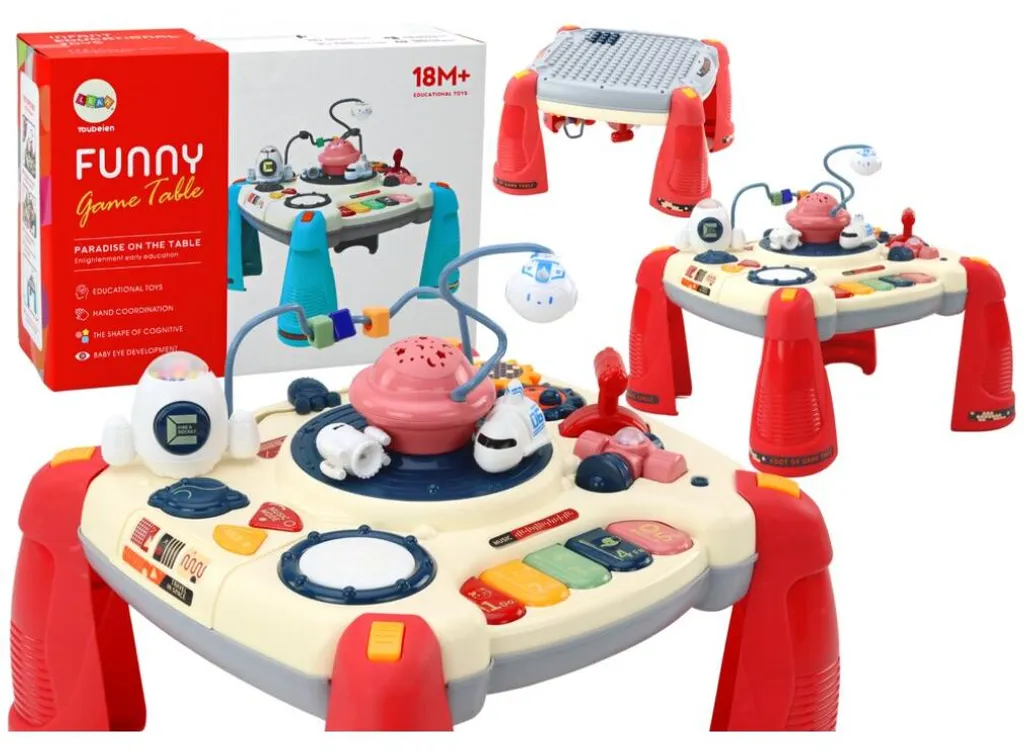 Table d'apprentissage piano interactif rouge pour l'éveil musical bébé