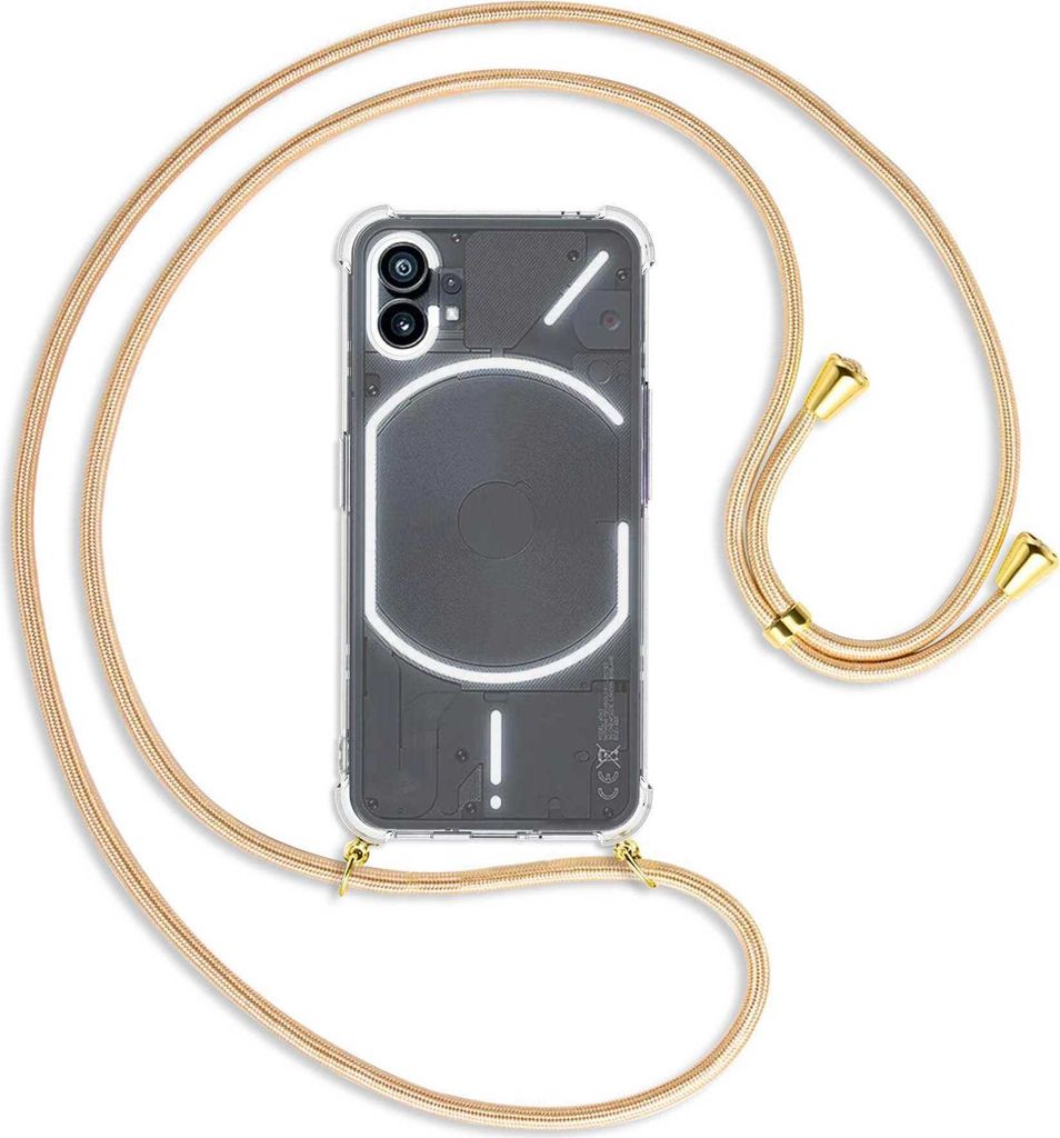 Handykette Backcover-Schutzhülle mit Band (Metall goldfarben) für Nothing Phone (1) (A063, 6.55'') - Goldkordel