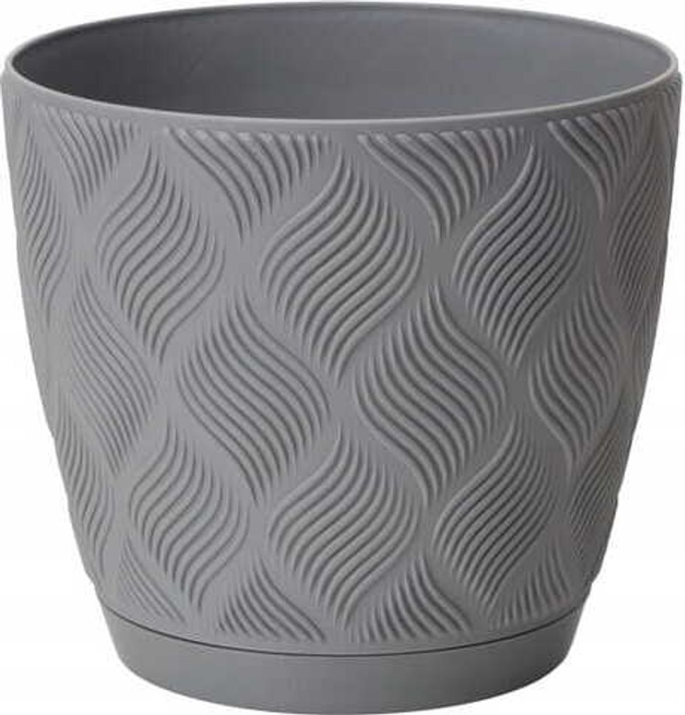 Anthrazitfarbener Blumentopf 11,8x12,8cm ECO Kunststoff mit Flow Petit Untertasse