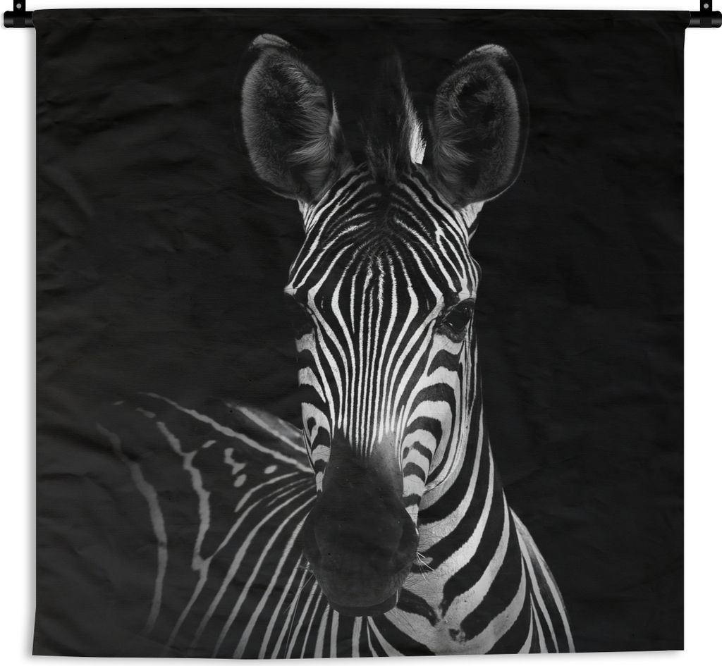 MuchoWow Wandteppich Wandbehang Zebra - Schwarz - Weiß - Tiere 60x60 cm Tapisserie Dekoration Wandtuch - Dekorationen - Wand Decke
