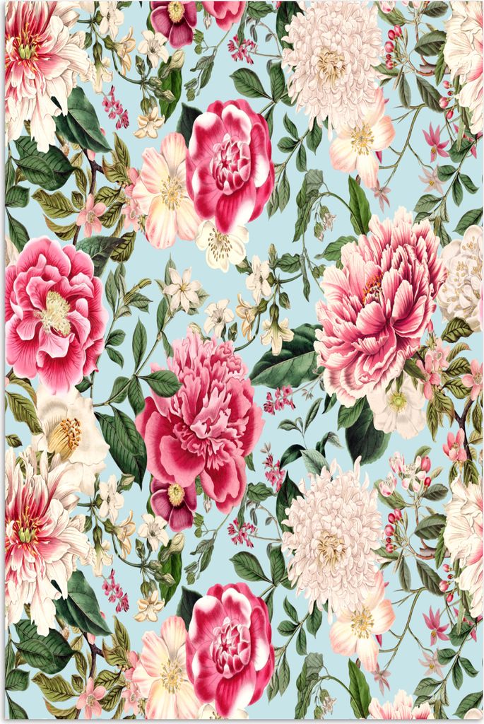 MuchoWow Poster Blumen - Rosa - Muster 120x180 cm - Kunstposter