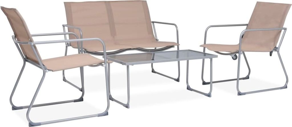 The Living Store 4-tlg. Garten-Lounge-Set Stoff und Stahl Taupe