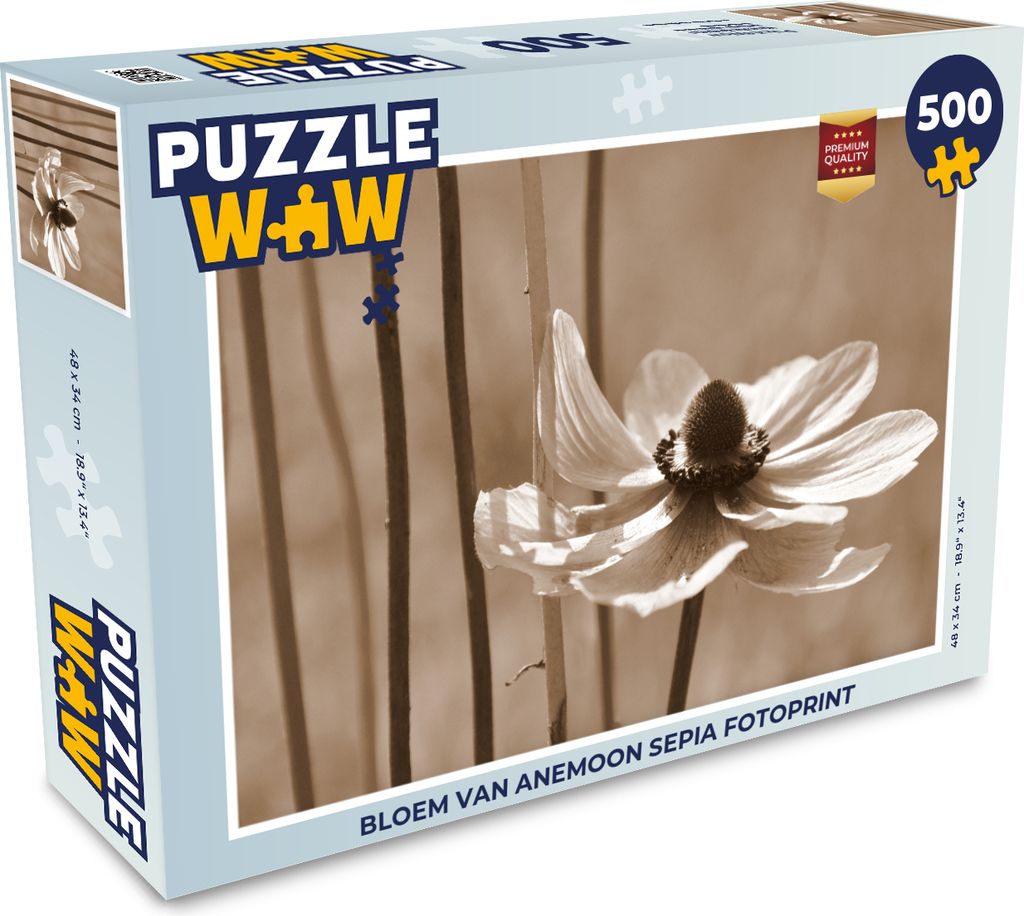 MuchoWow Puzzle 500 Teile Blume der Anemone Sepia-Fotodruck - 500 Teile - Kinder - Selberbauen - Puzzlespiele