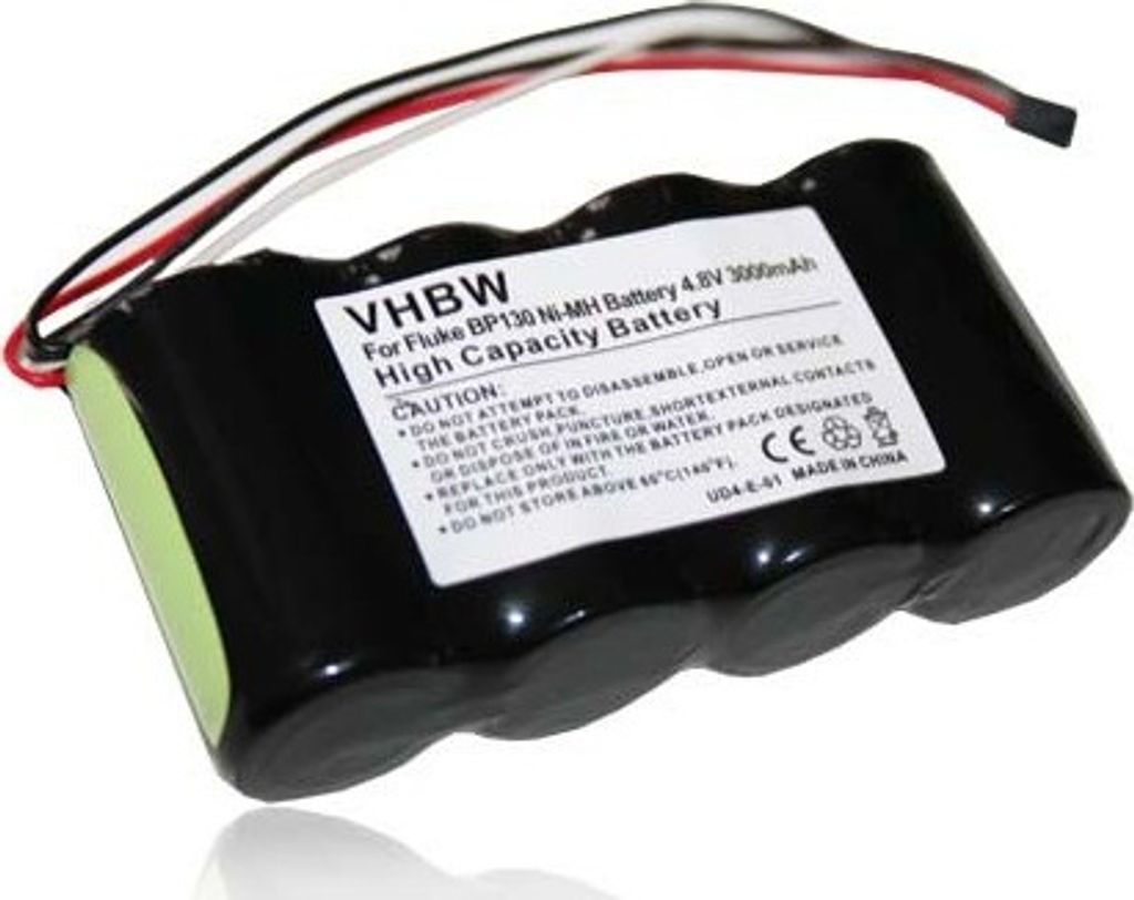 vhbw Akku kompatibel mit Fluke Scopemeter 124s, 123s Messgerät (3000 mAh, 4,8 V, NiMH)