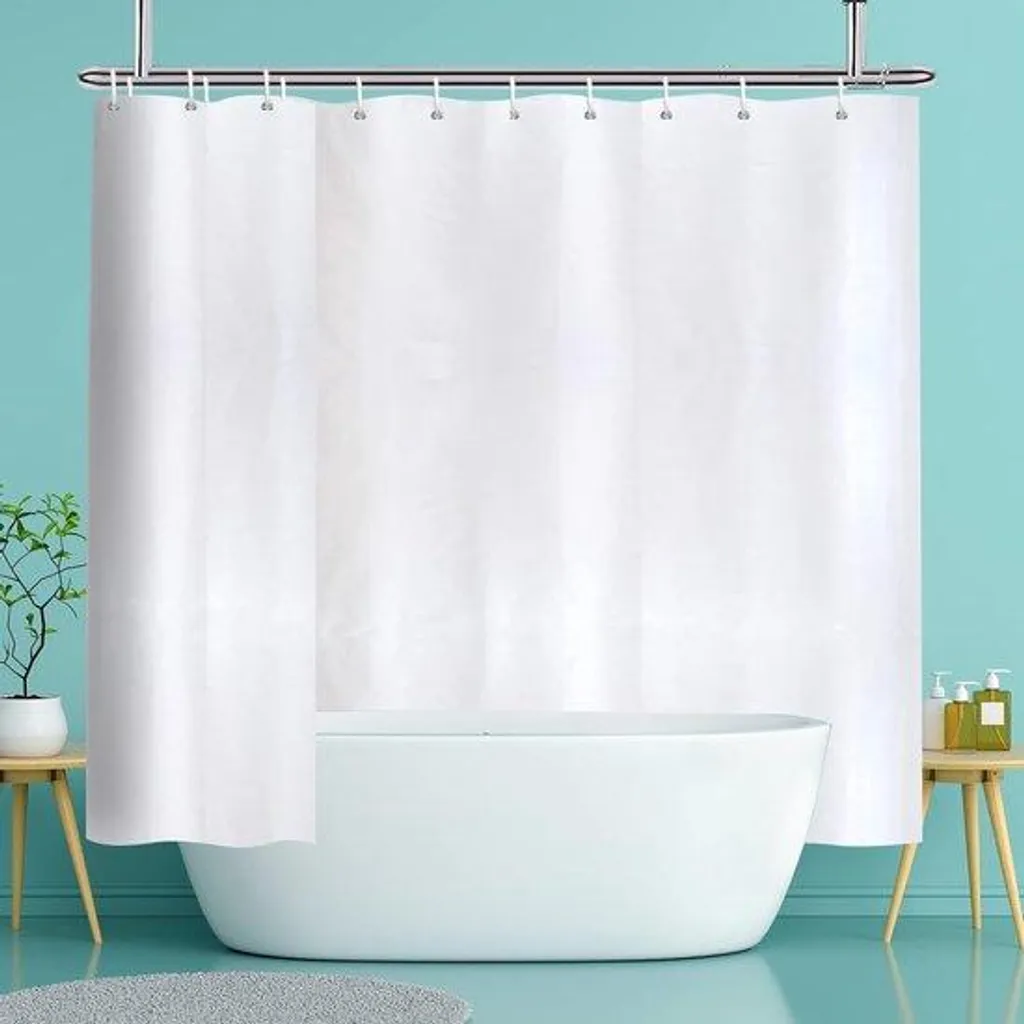 Rideau de douche anti-moisissure 240 x 200 cm lavable en machine blanc