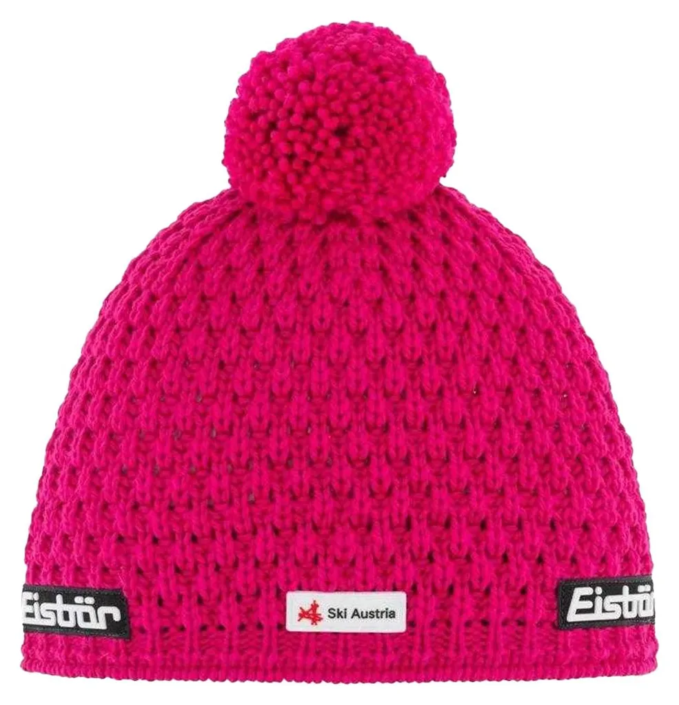 Bonnet d'hiver rose avec pompon pour la randonnée et le ski - Eisbar