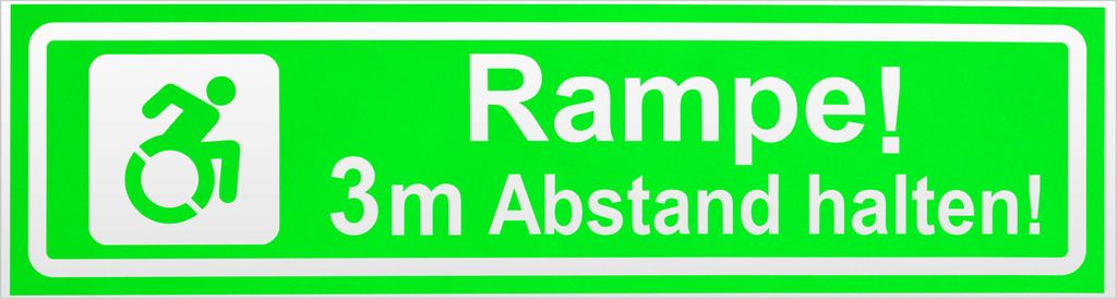 Kiwistar Rampe Motiv 3m Abstand invertiert Magnetschild Schild magnetisch - 30cm Neongrün - Magnetfolie für Auto PKW Kfz