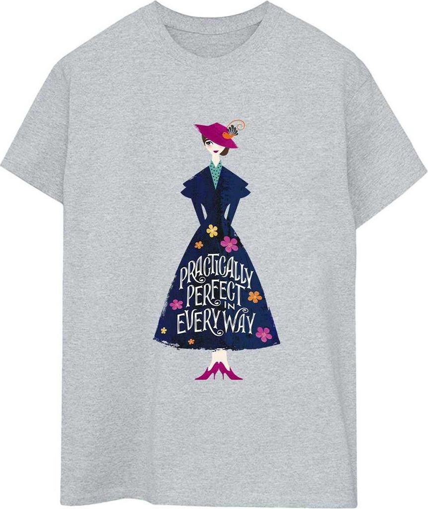 Mary Poppins - "Practically Perfect In Every Way" T-Shirt für Damen, Boyfriend - locker geschnitten BI56195 (M) (Sportgrau)