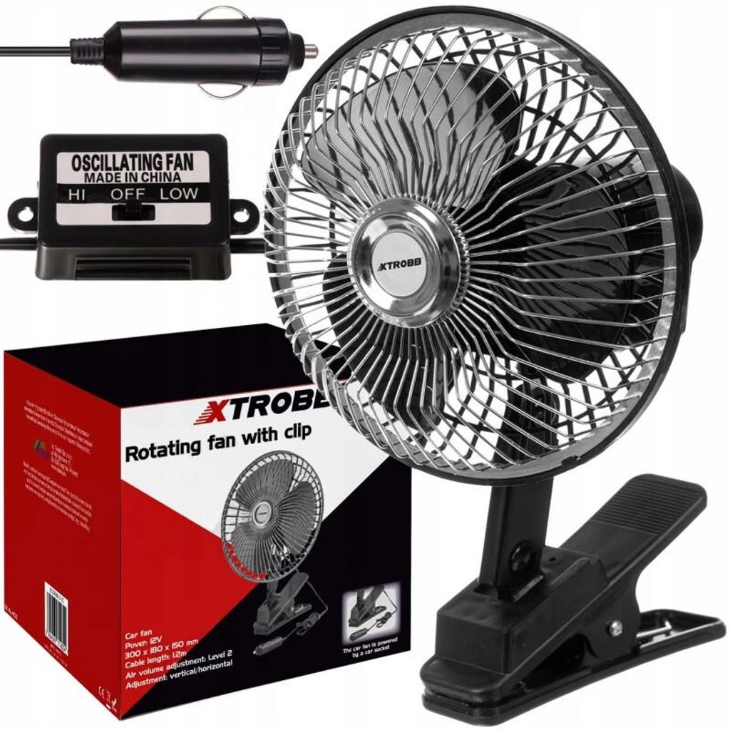 Xtrobb 23194 Rotační ventilátor s klipem 12V Obrázek produktu 