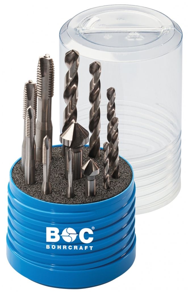 Bohrcraft Kombi-Sortiment 12-tlg. in Kunststoff-Box / RG12 - MGB Form B M4-M10/HSS-G 3,3-8,5/Kegels. 10,4+16,5 - (VPE: 1 Stk.)