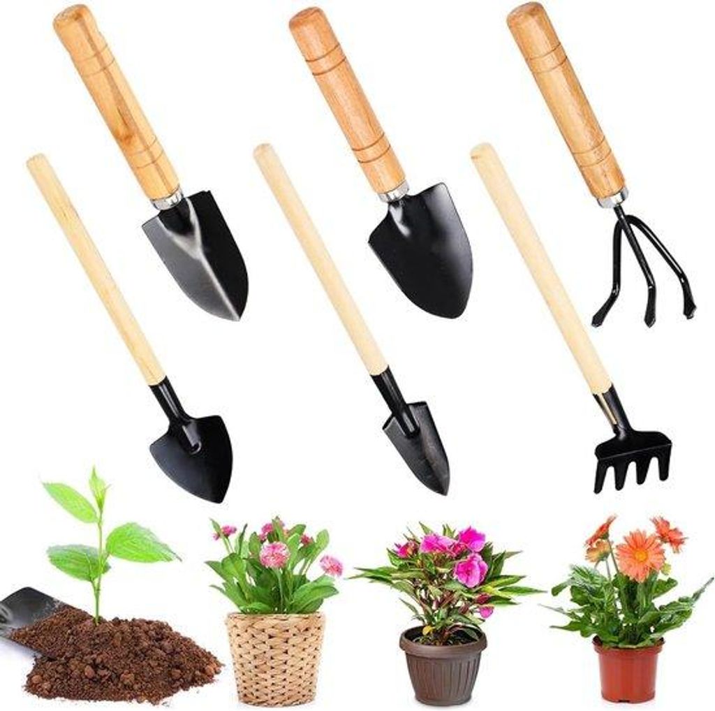 6-teilige Gartenwerkzeugset für kleine Gärten - Spaten, Bonsaiwerkzeug und mehr