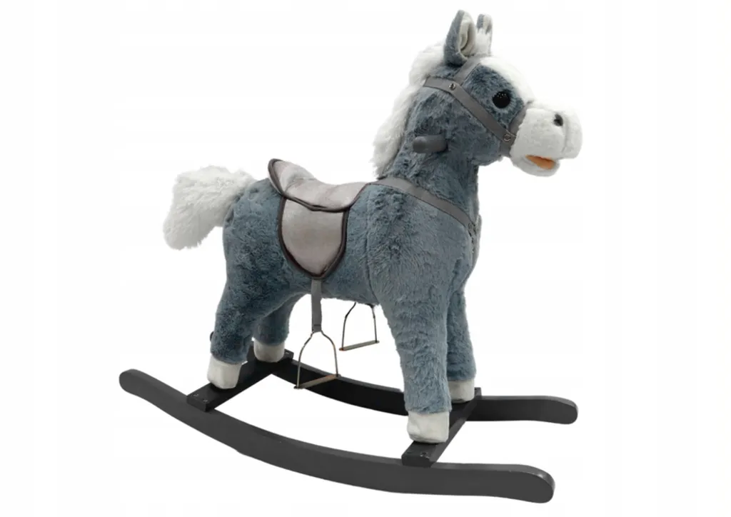 Jouet à bascule Cheval Gris 74 cm avec Effets Sonores pour Enfants
