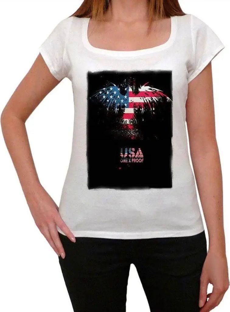 Damen Grafik T-Shirt Usa Weißkopfseeadler 2 – Usa Bald Eagle 2 – Öko-Verantwortlich Vintage Jahrgang Kurzarm Lustige Druck Geburtstag Geschen...