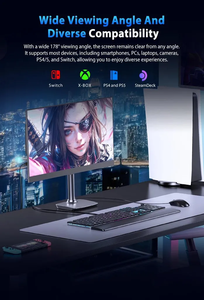 Écran portable 2.5K 240Hz IPS de 40,6 cm - Précision et fluidité 16:10 - 9