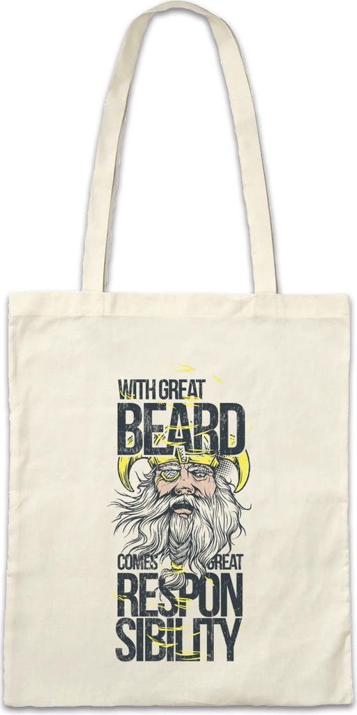Urban Backwoods With Great Beard, Stofftasche, Farbe: Beige