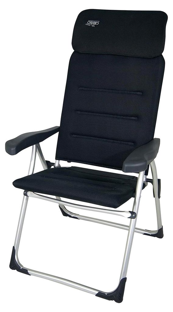 Kompakter Aluminium Klappstuhl extra flach für Camping und Garten, Grau