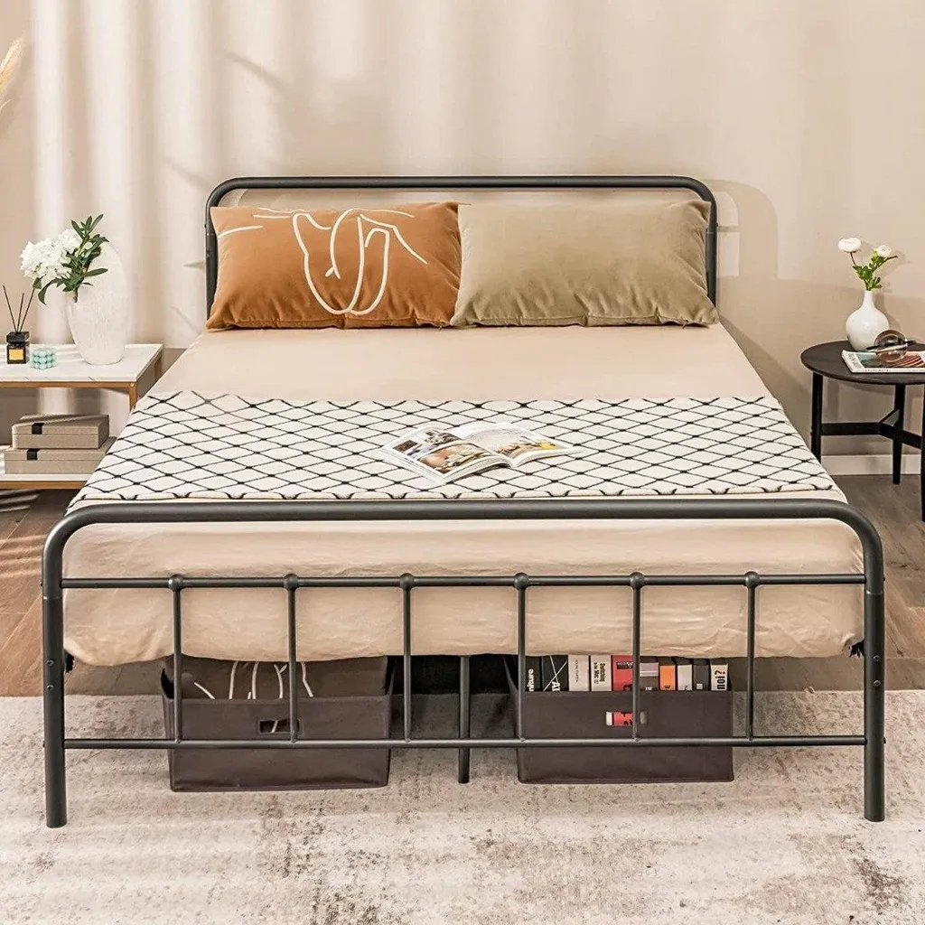 Lit double métal noir 160x200 idéal pour chambre adulte ou chambre amis