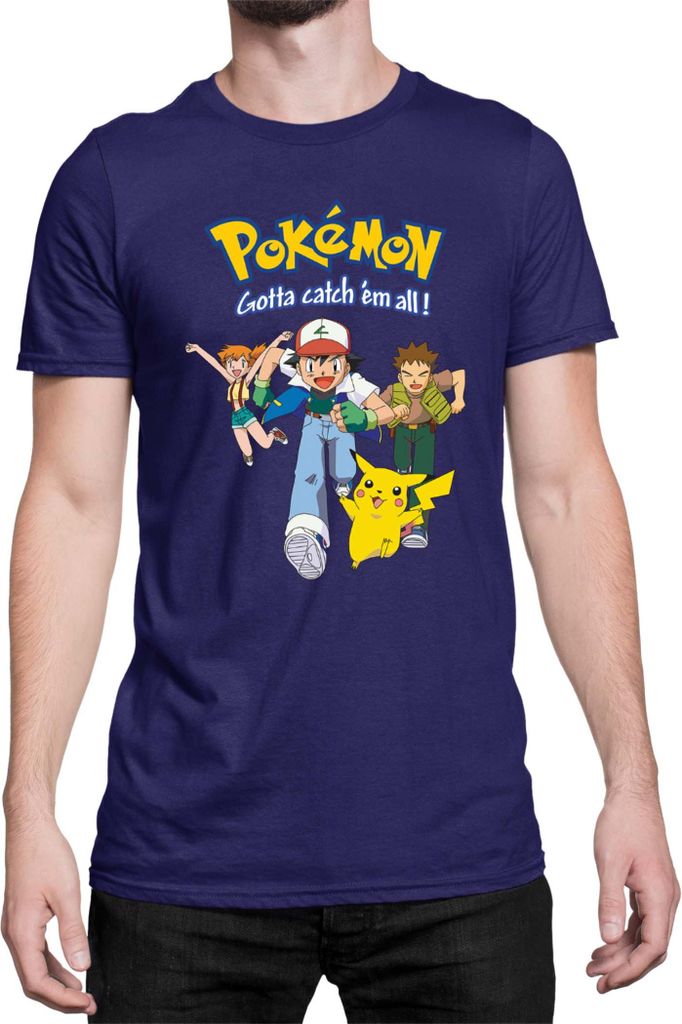 Herren T-Shirt Japan Manga Anime Comics Pokemon 010, Man M / Dunkelblau