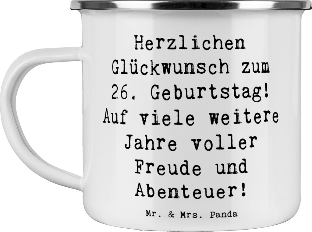 Mr. & Mrs. Panda Emaille Tasse Spruch 26. Geburtstag - Weiß - Geschenk, emaillebecher, Freude, becher, Feiern, Teetasse, unzählige Möglichkeiten...