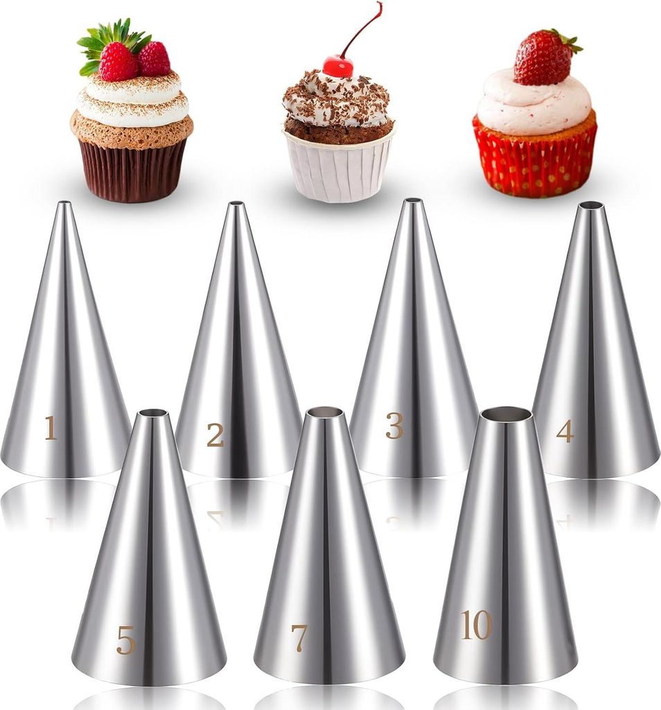 7 Stš¹ck Professionelle Lochtš¹lle Set, Edelstahl Spritztš¹llen Rund fš¹r Spritzbeutel Dš¹nne Tš¹llen Spitze zum Zeichnen und Schreiben...