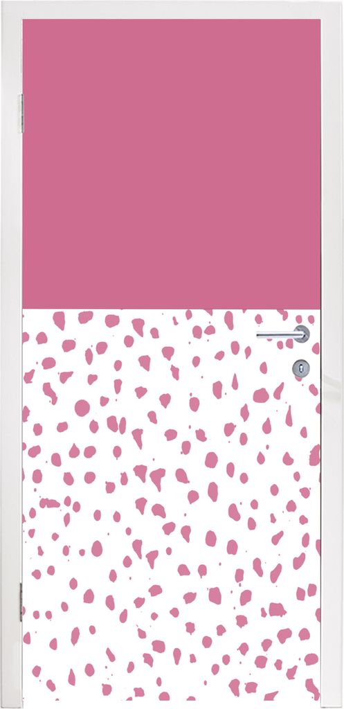 MuchoWow Türtapete Selbstklebende Türfolie Punkte - Rosa - Muster 75x205 cm Türposter Türaufkleber Klebefolie Türklebefolie - XXL-Aufkleber ...