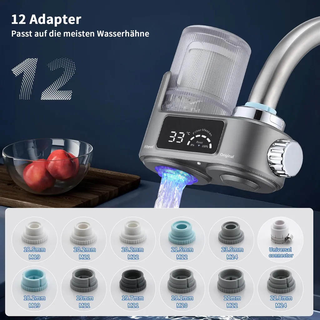 Filtre à eau robinet cuisine stérilisant élimine chlore et plomb - Gris - 4