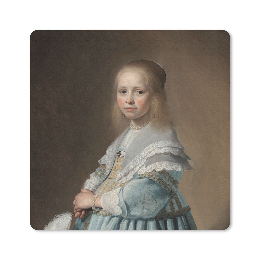 MuchoWow Mauspad Mousepad Porträt eines Mädchens in Blau - Gemälde von Johannes Cornelisz. Verspronck 30x30 cm - Mousepads - Maus Mat - Pad - ...