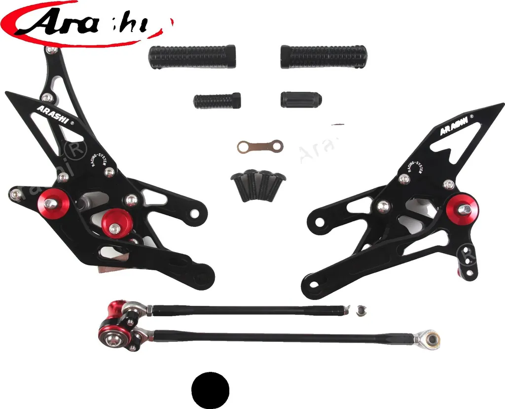 Repose-pieds réglables noirs pour moto 2004-2007 - Aluminium Durable