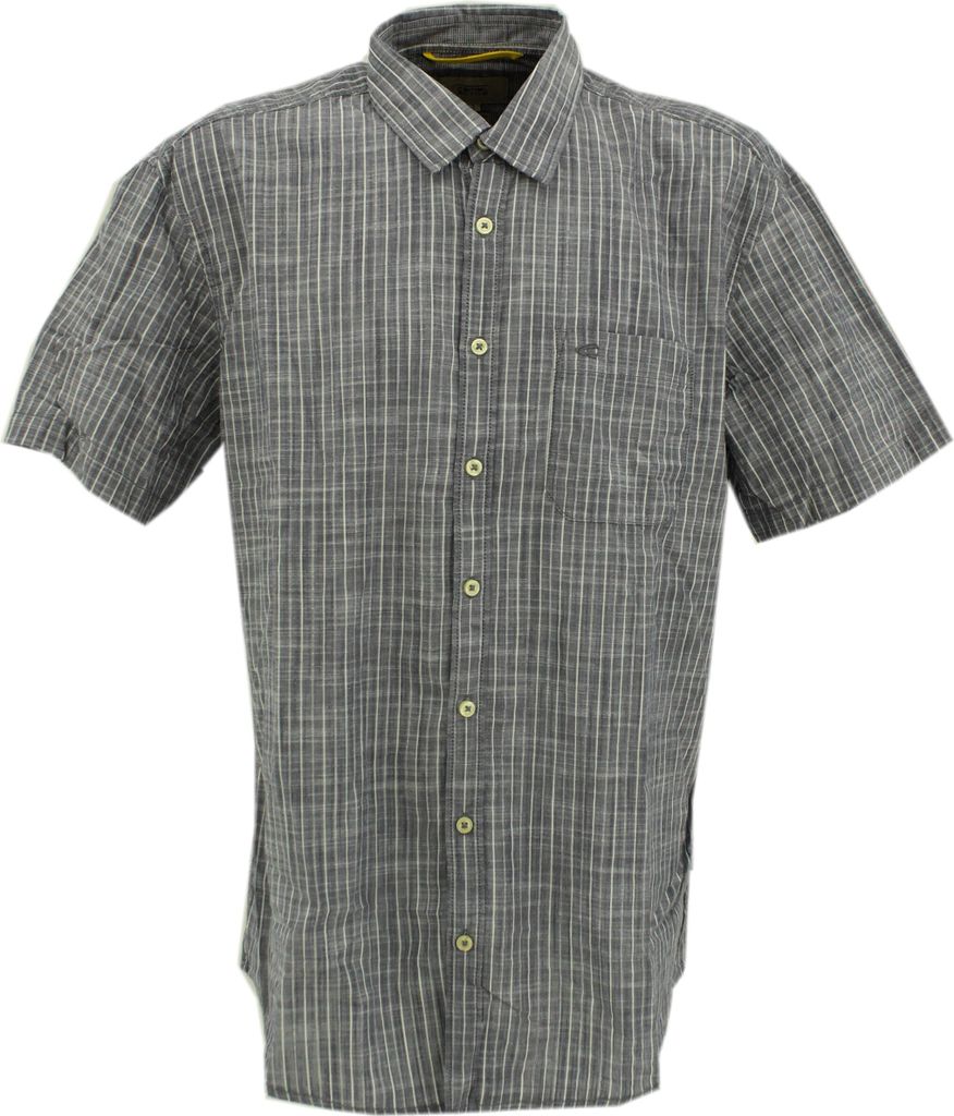 26797 Camel Active, , Herren kurzarm Hemd, Popeline , grau weiß kariert, L