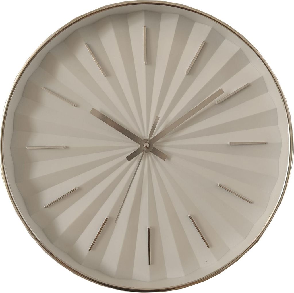 bhp B992534 AMILIA Wanduhr, Kunststoff weiß, Glasplatte goldfarben, Uhr, ø: 305mm, H: 305mm, exkl.