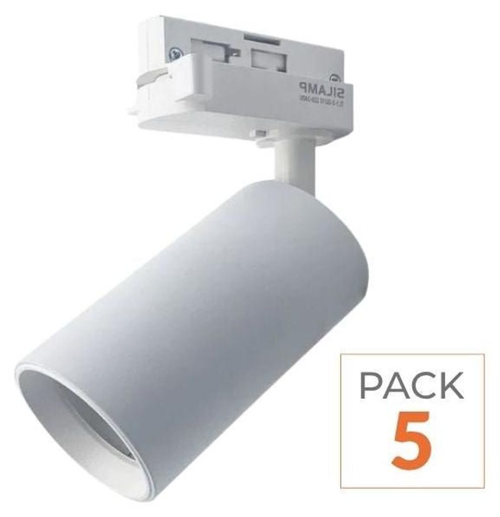 5er-Pack – LED-Schienenstrahler 80°, einphasig, WEISS, für GU10-Lampen