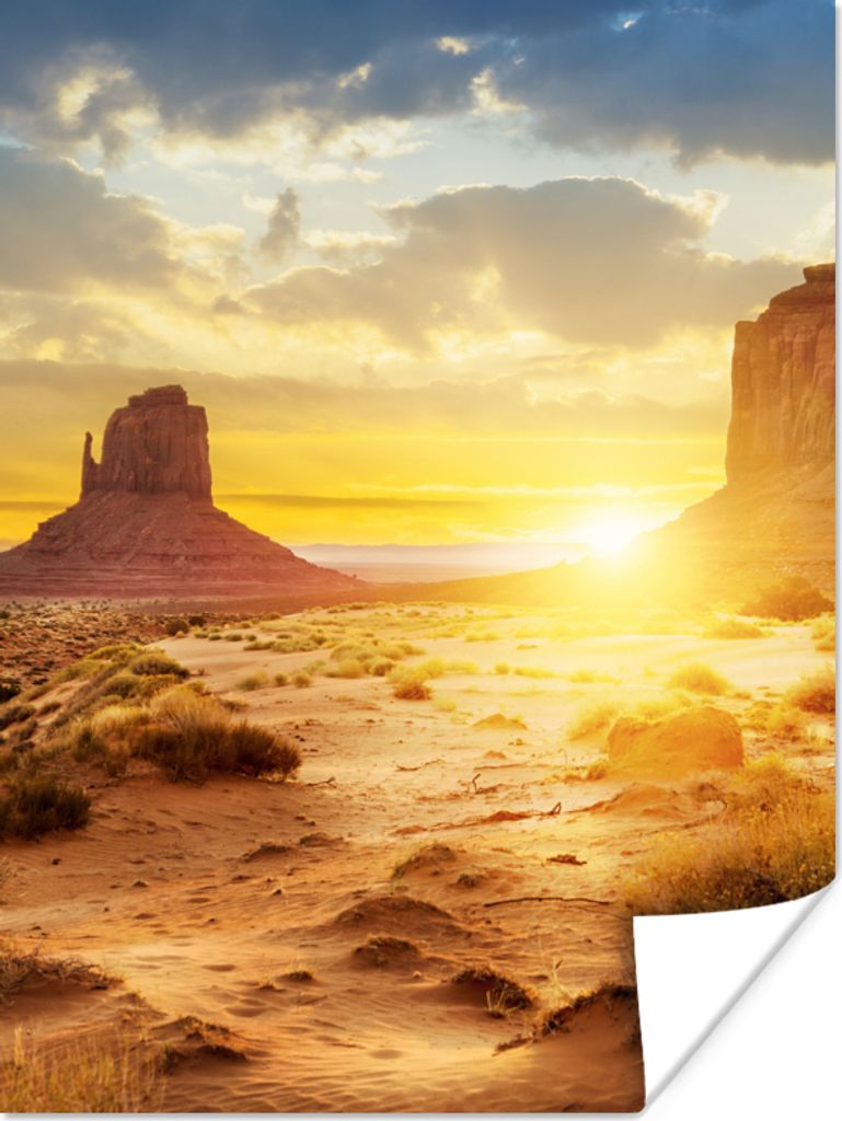 MuchoWow Poster Sonnenuntergang - Felsen - Landschaft - Horizont 90x120 cm - Wohnzimmer