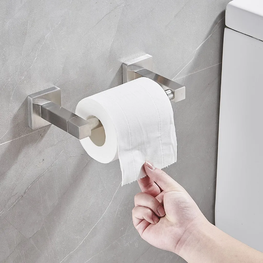 Supporto Carta Igienica Quadrato Acciaio Inox - Design Pivot Parete - 4