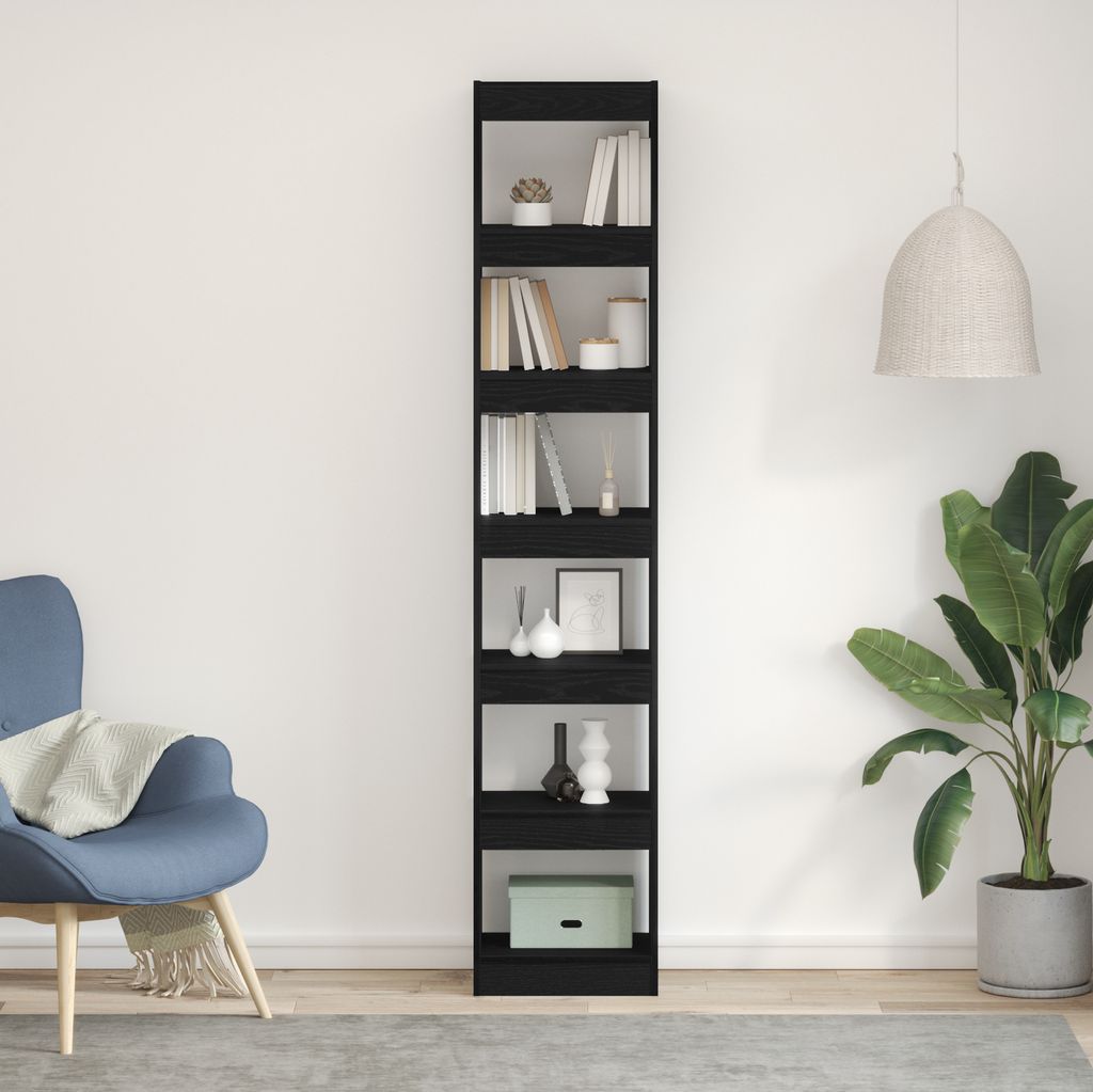Bücherregal Schwarz Eichen-Optik 40 x 30 x 198 cm Produktbild 