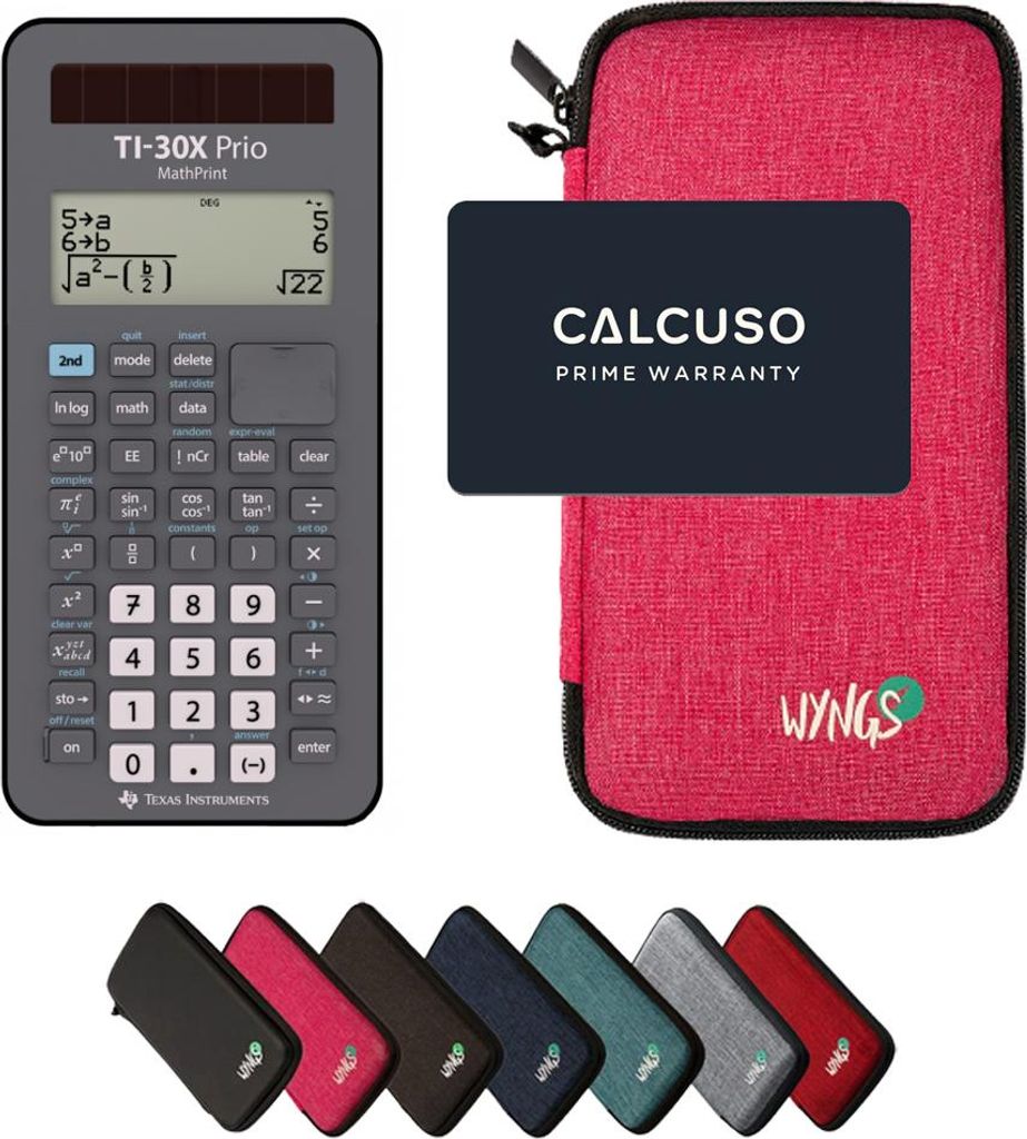 TI-30X Prio MathPrint inkl. WYNGS Schutztasche Pink - Wissenschaftlicher Taschenrechner - Basic Set