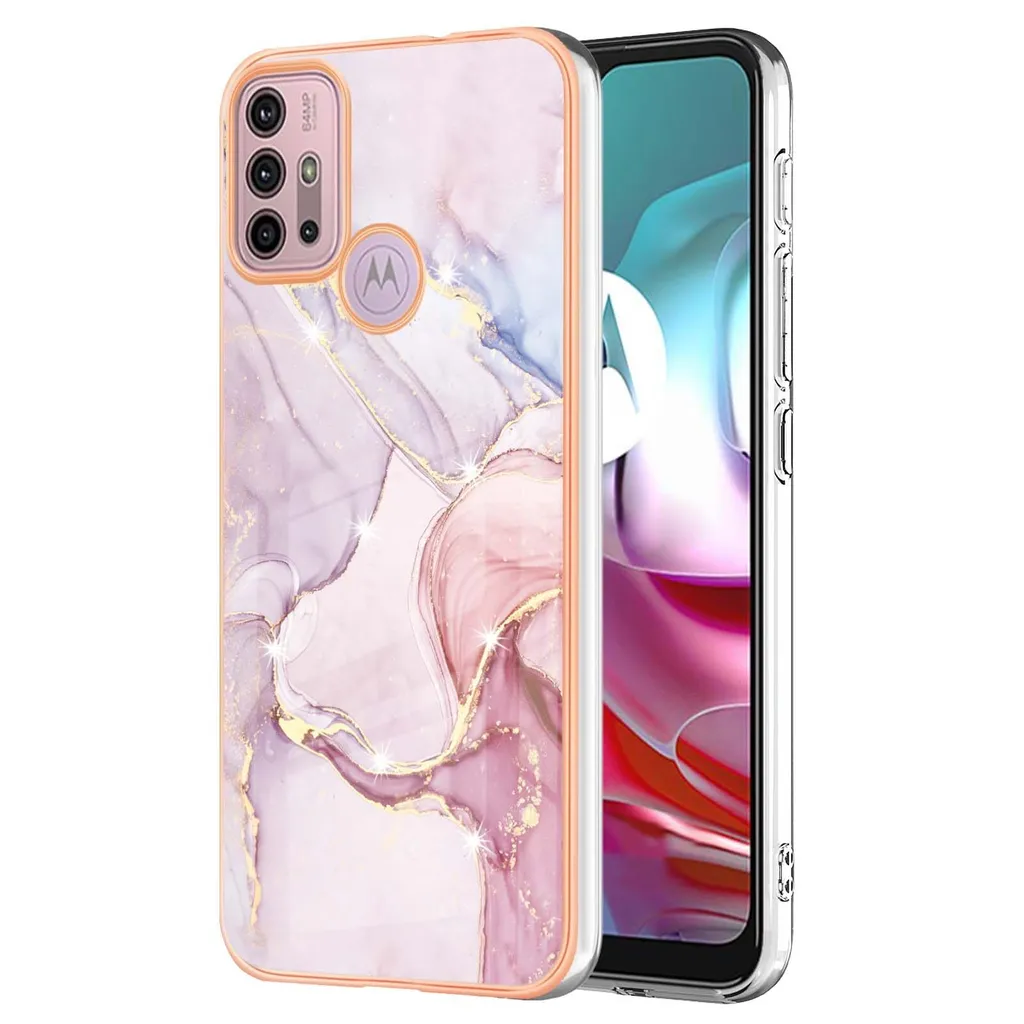 Custodia per Motorola Moto G30 / G20 / G10 / G10 Power, sottile marmo antiurto morbido TPU paraurti rosa
