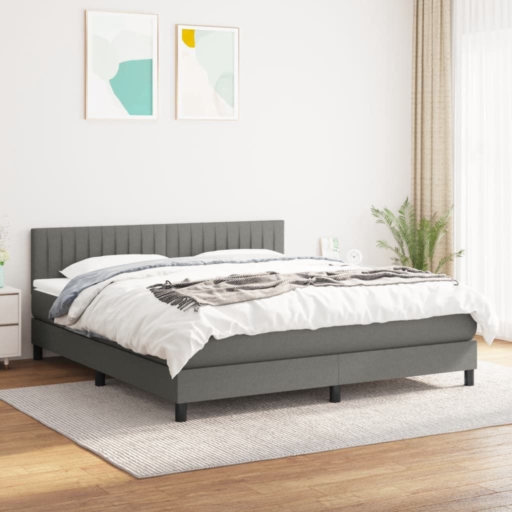 "2026 Promotion" Boxspringbett mit Matratze - Dunkelgrau - 160x200 cm - Stoff - Polsterbett CC8280