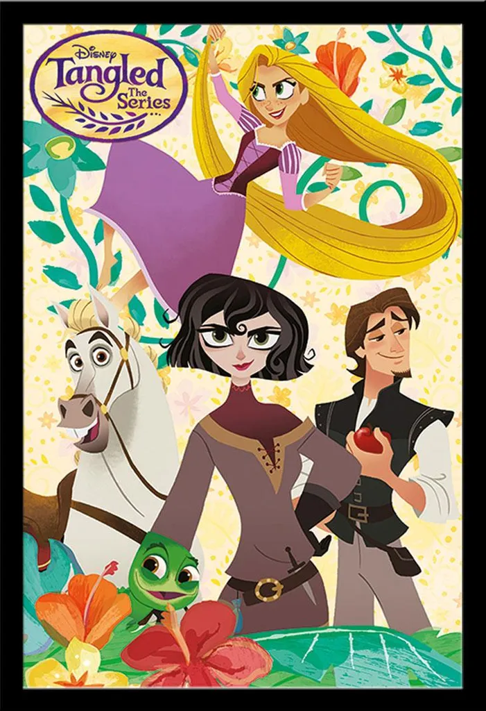 Affiche Raiponce sous Cadre Shinsuke Noir avec Vitre Acrylique de Qualité