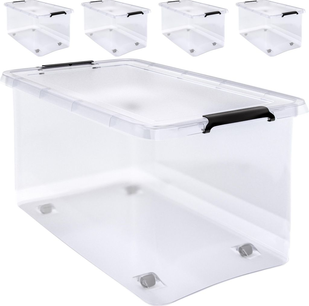 DEUBA® 4x Boîte de rangement 60L en plastique transparent Image du produit 